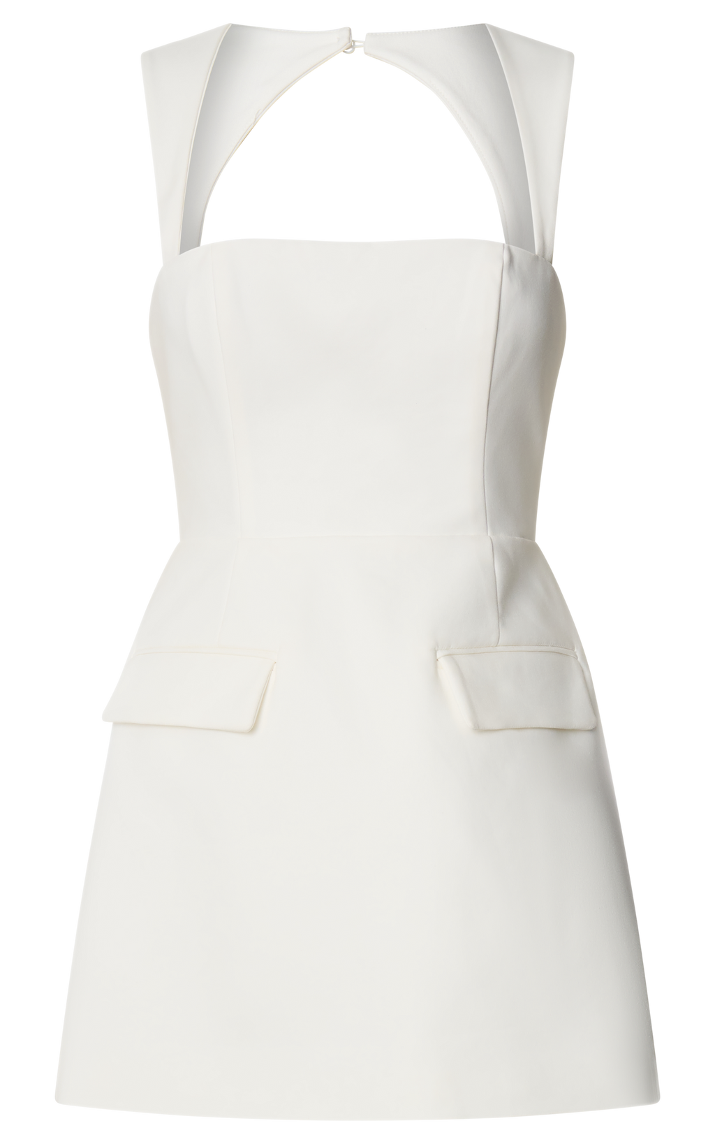 Garrett Mini Elbise - Beyaz Kare Yaka Fit & Flare Elbise