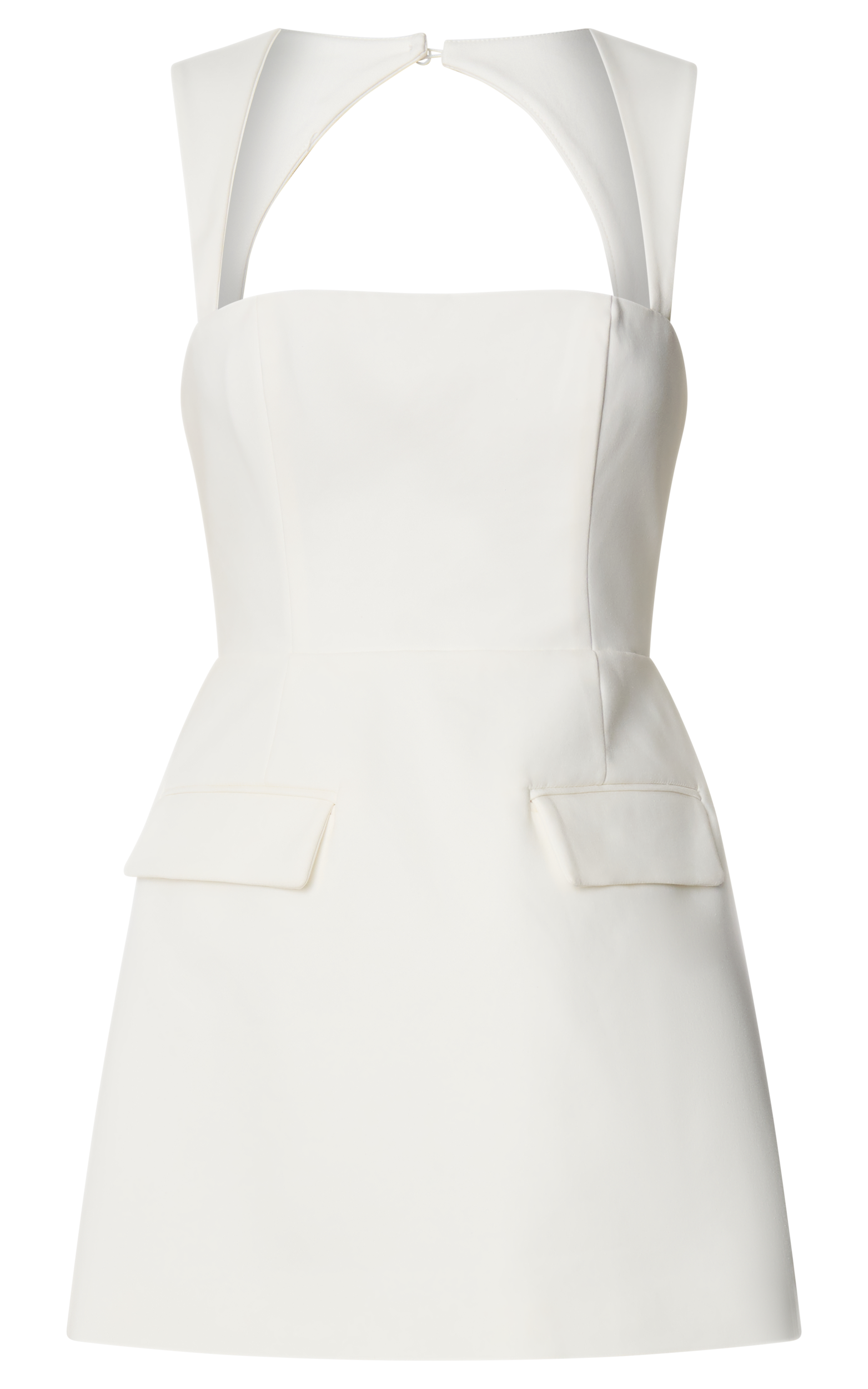 Garrett Mini Elbise - Beyaz Kare Yaka Fit & Flare Elbise