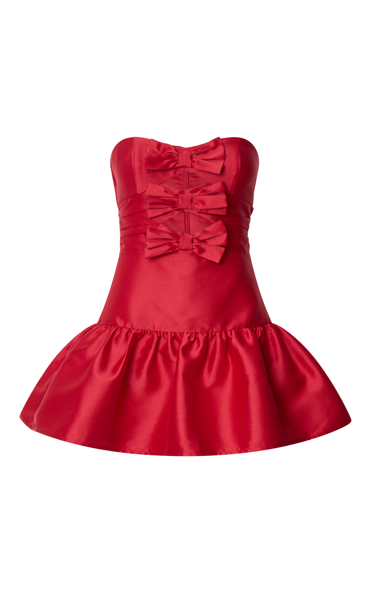 Otis Mini Elbise - Kırmızı Straplez Balon Etek Uçlu Fit & Flare Elbise