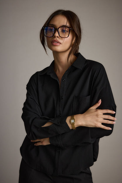 Gisele Siyah Poplin Gömlek