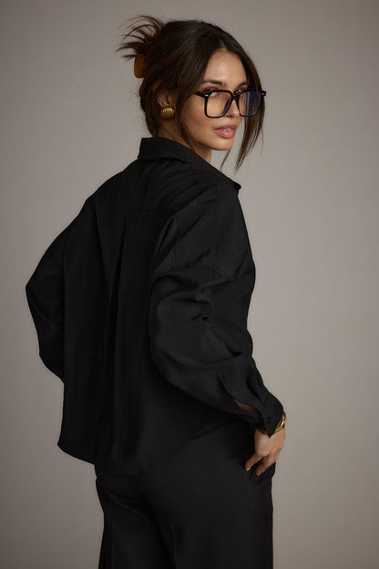 Gisele Siyah Poplin Gömlek