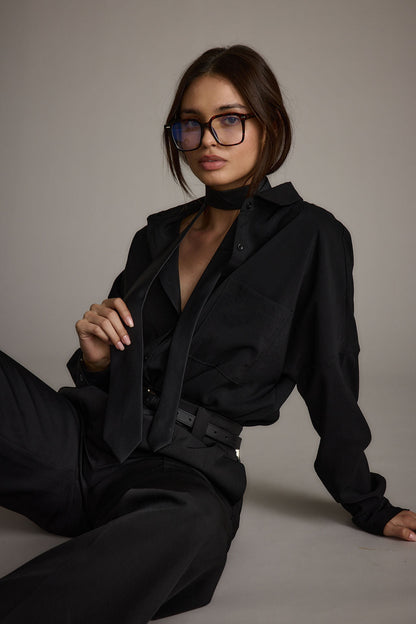 Gisele Siyah Poplin Gömlek