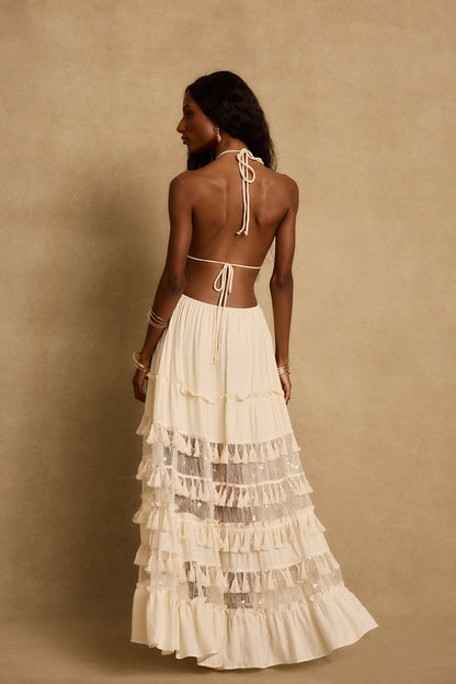 Willow Krem Maxi Elbise