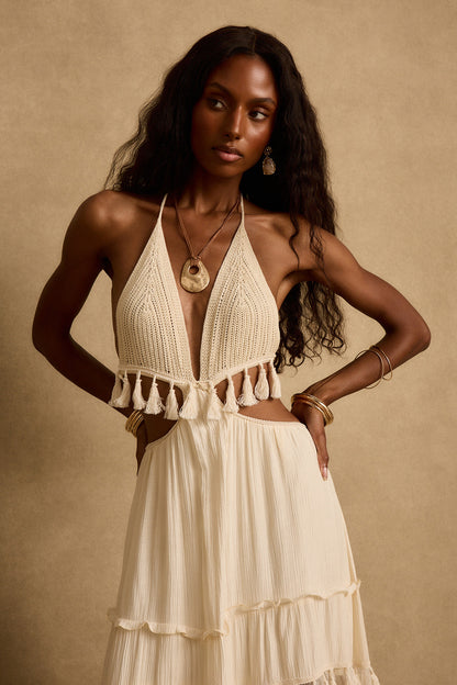 Willow Krem Maxi Elbise