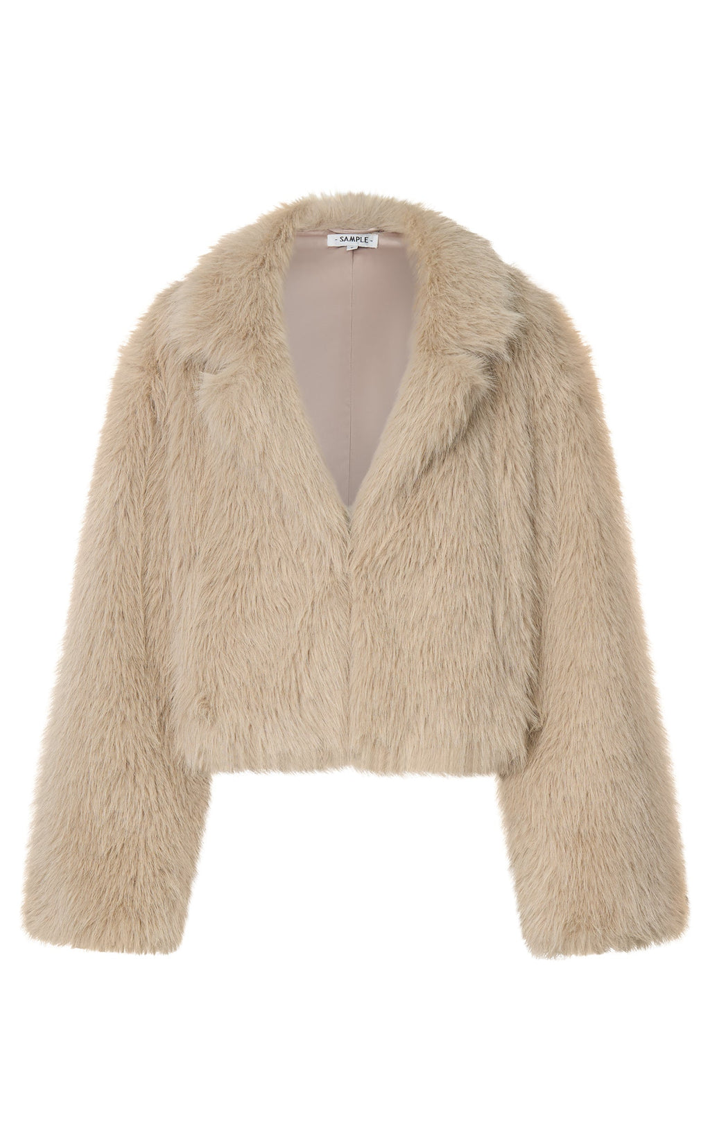 Charisse Kaban - Açık Kahverengi Oversize Crop Suni Kürk Kaban
