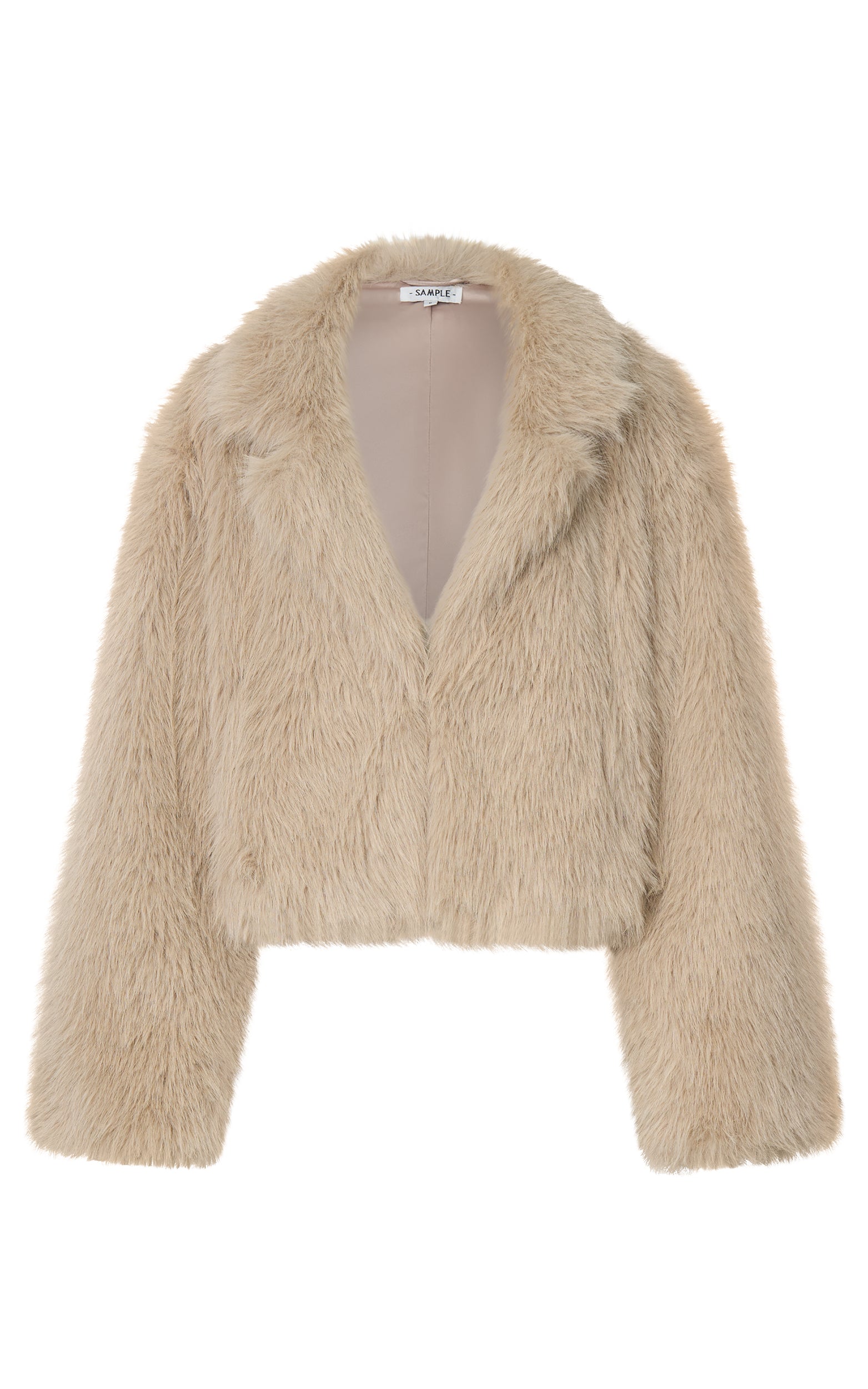 Charisse Kaban - Açık Kahverengi Oversize Crop Suni Kürk Kaban