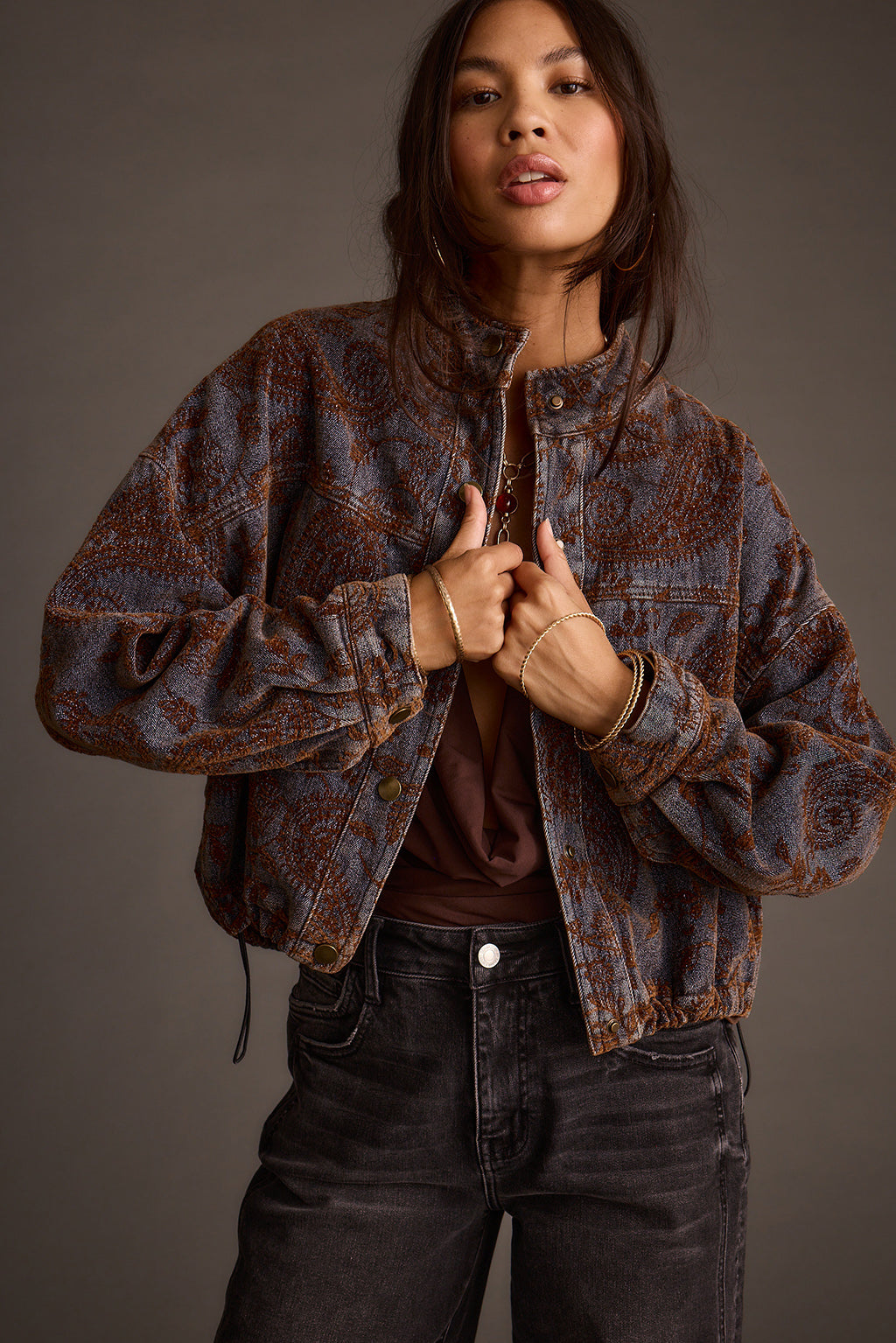 Gina Denim Paisley Nakışlı Ceket