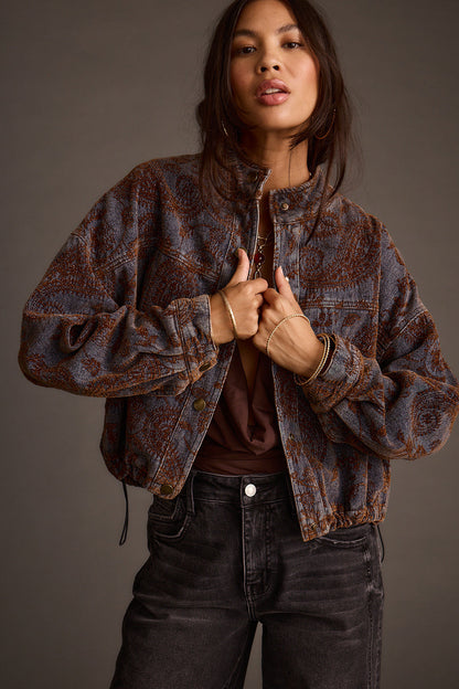 Gina Denim Paisley Nakışlı Ceket