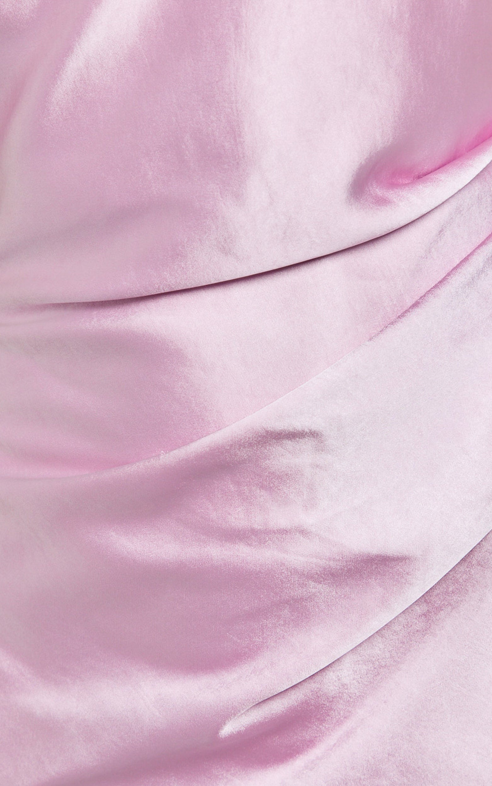 Glenda Midi Elbise - Pembe Saten Straplez Yan Yırtmaçlı Elbise