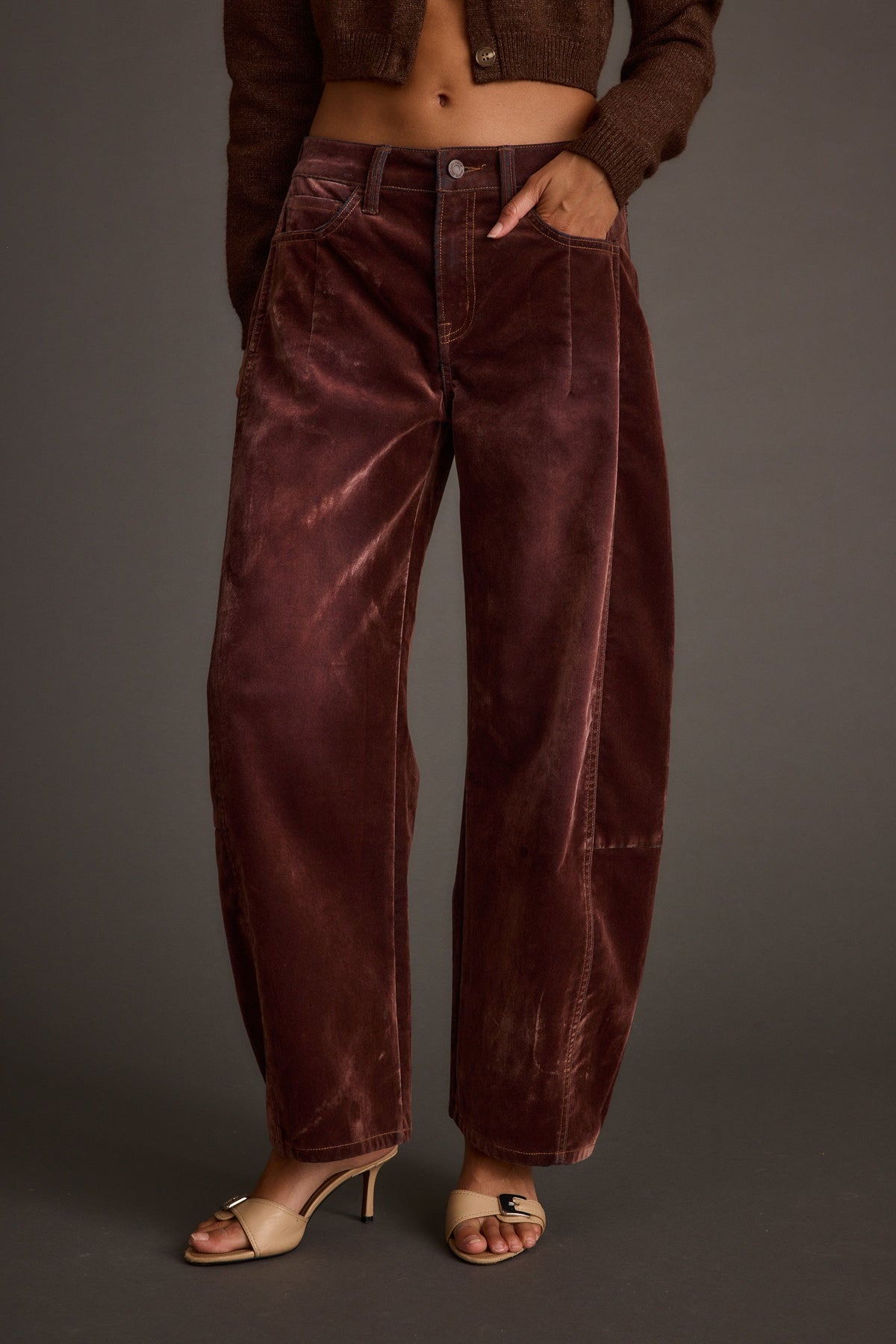Gracyn Mor Dut Kadife Barrel Pantolon