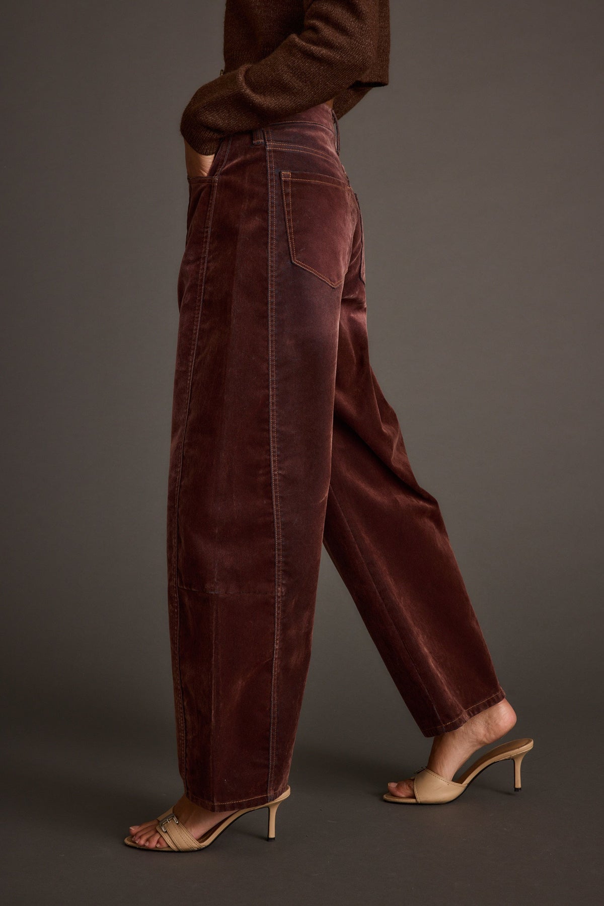 Gracyn Mor Dut Kadife Barrel Pantolon