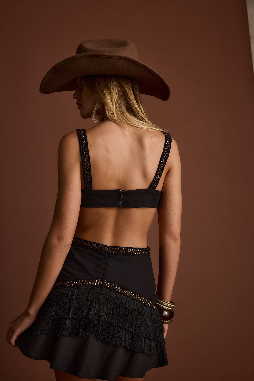 Haven Siyah Püsküllü Cut-Out Mini Elbise