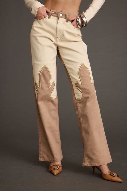 High Noon İki Renkli Western Pantolon