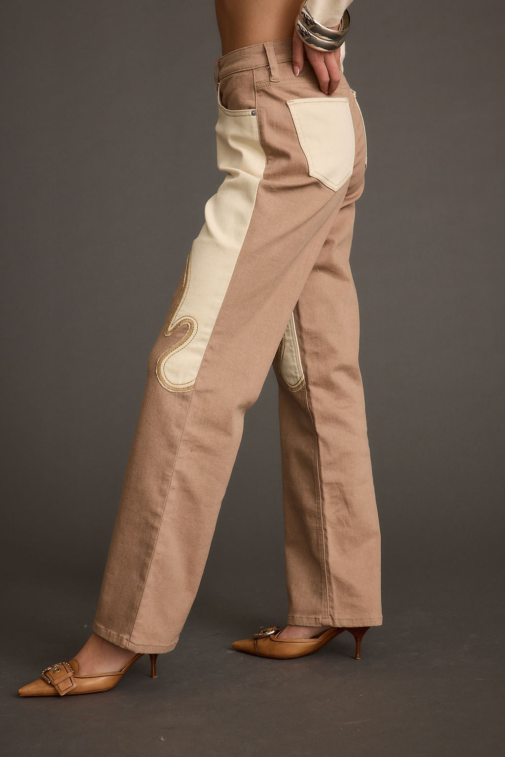 High Noon İki Renkli Western Pantolon