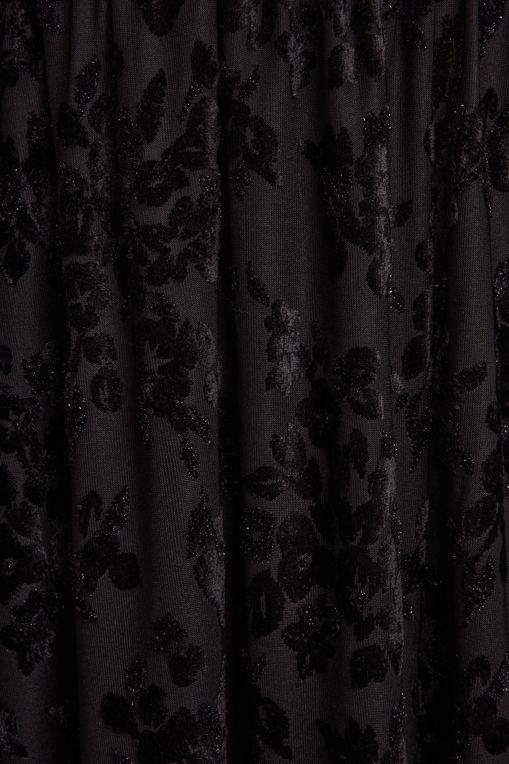 Hollow Siyah Devore Halter Maxi Elbise