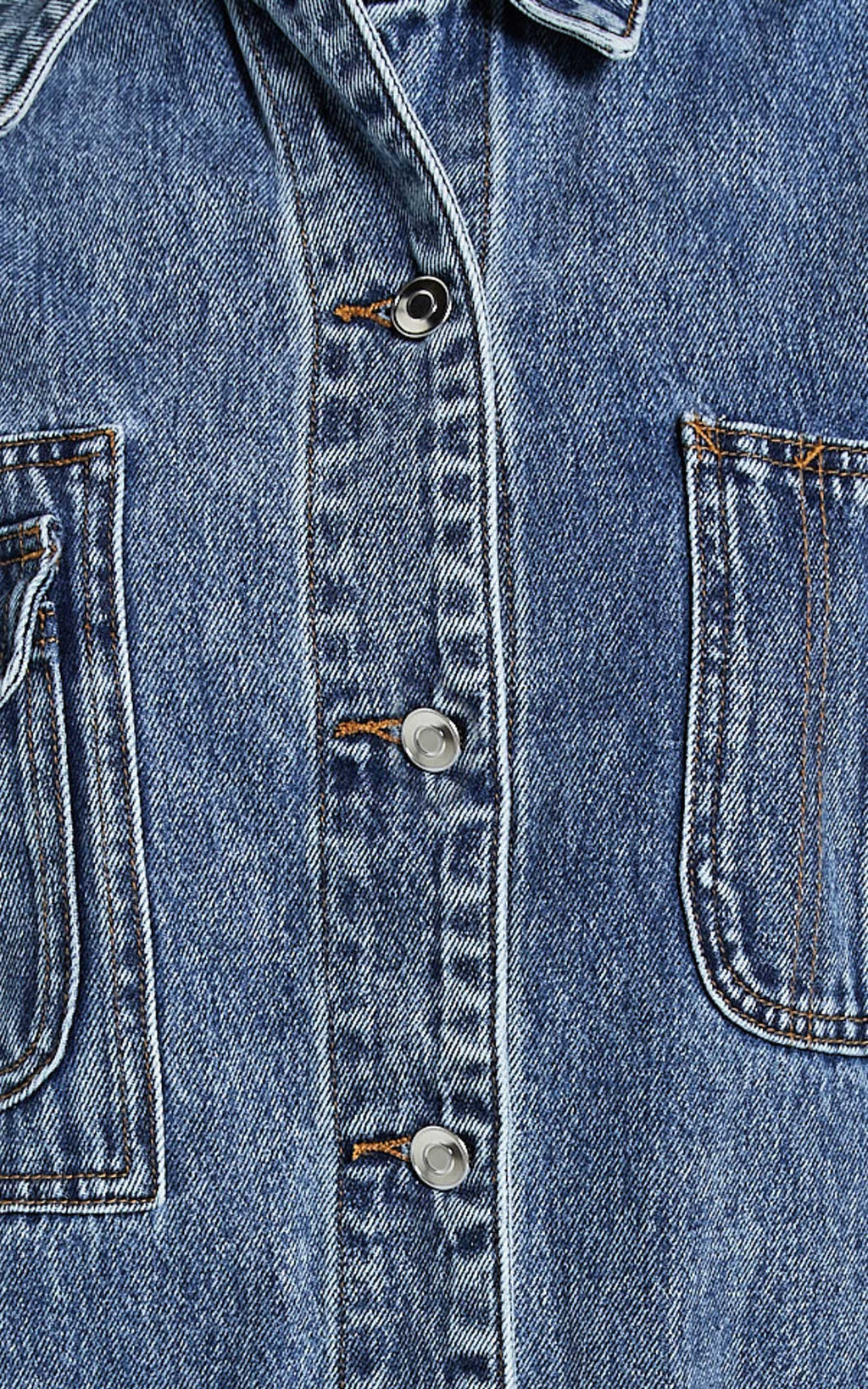 Harlow Ceket - Orta Mavi Yıkamalı Oversize Uzun Kollu Denim Ceket