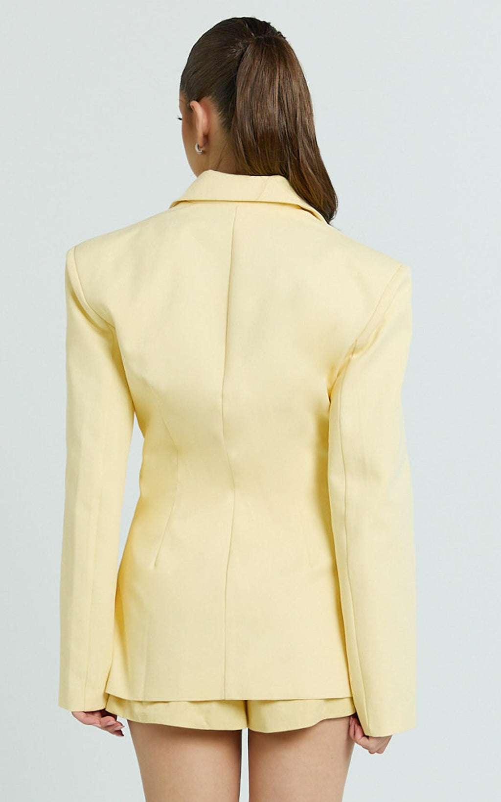 Harvey Blazer - Limon Sarısı 3 Düğmeli Kare Etek Uçlu Blazer Ceket