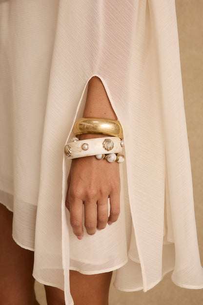 Havana Fildişi Şifon Pelerinli Elbise
