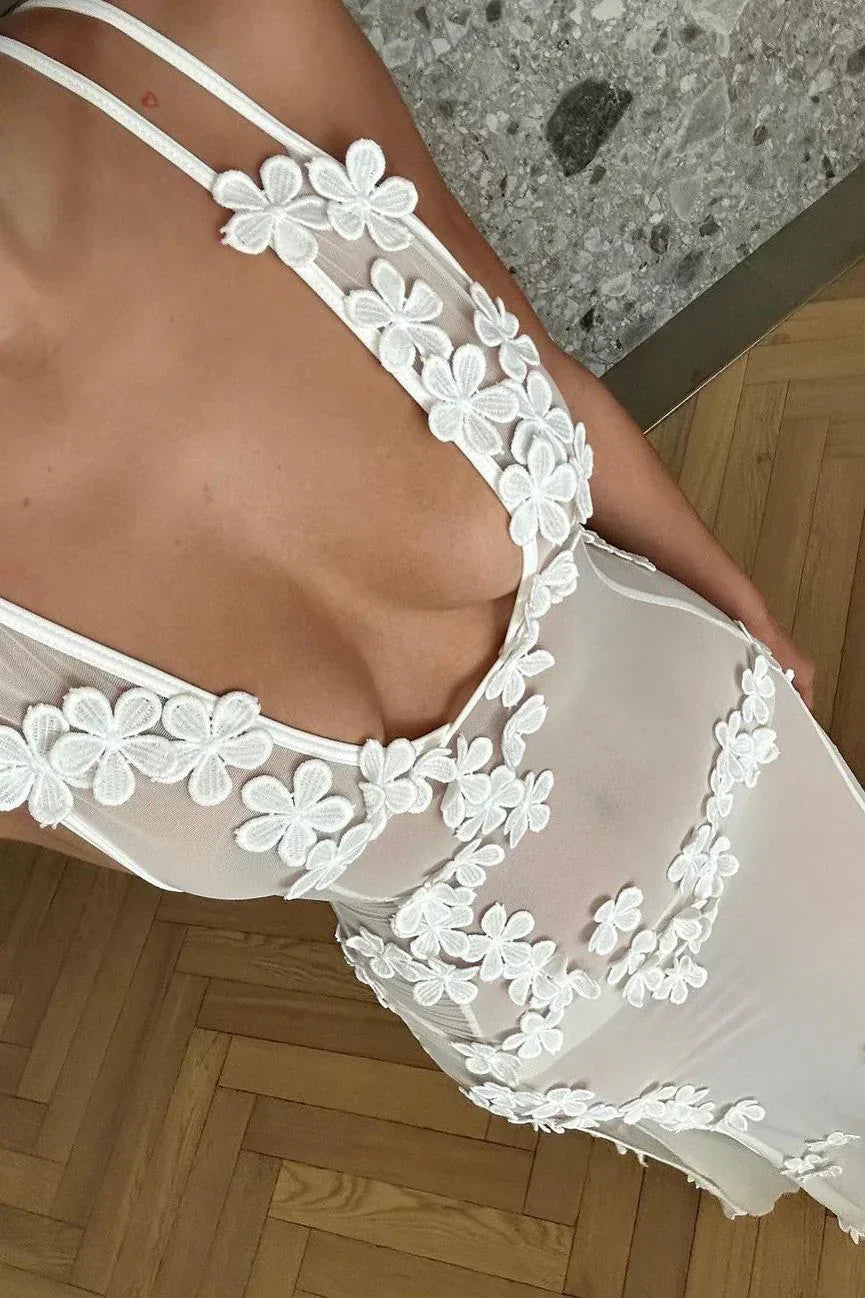 Ilyana | Çiçek Desenli Fileli Yaz Tatil Örtüsü