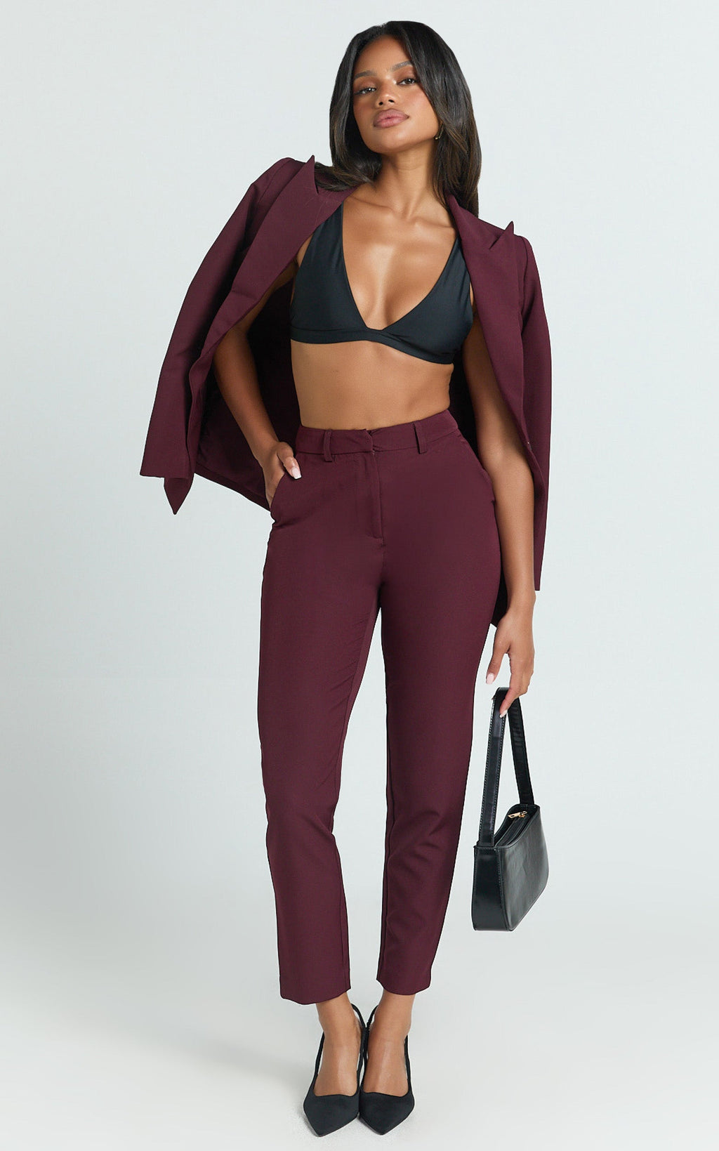 Hermie Blazer Ceket - Bordo Tek Düğmeli Blazer