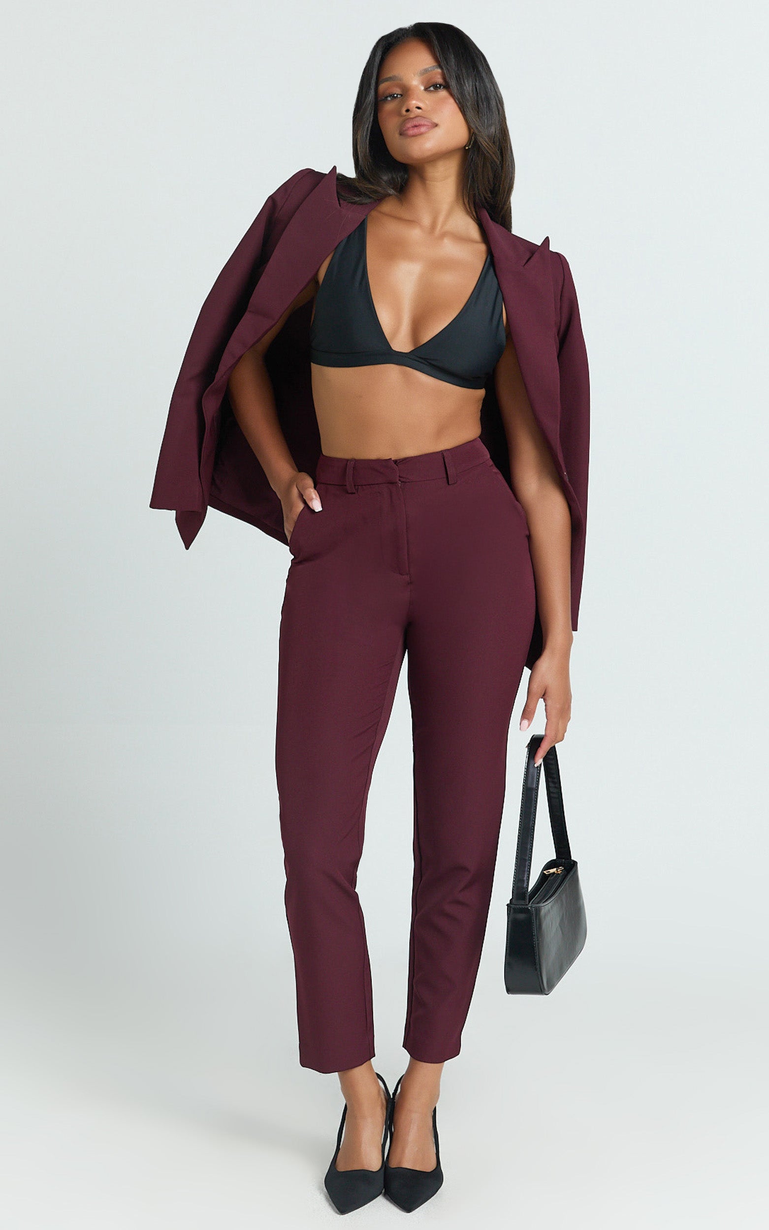 Hermie Blazer Ceket - Bordo Tek Düğmeli Blazer