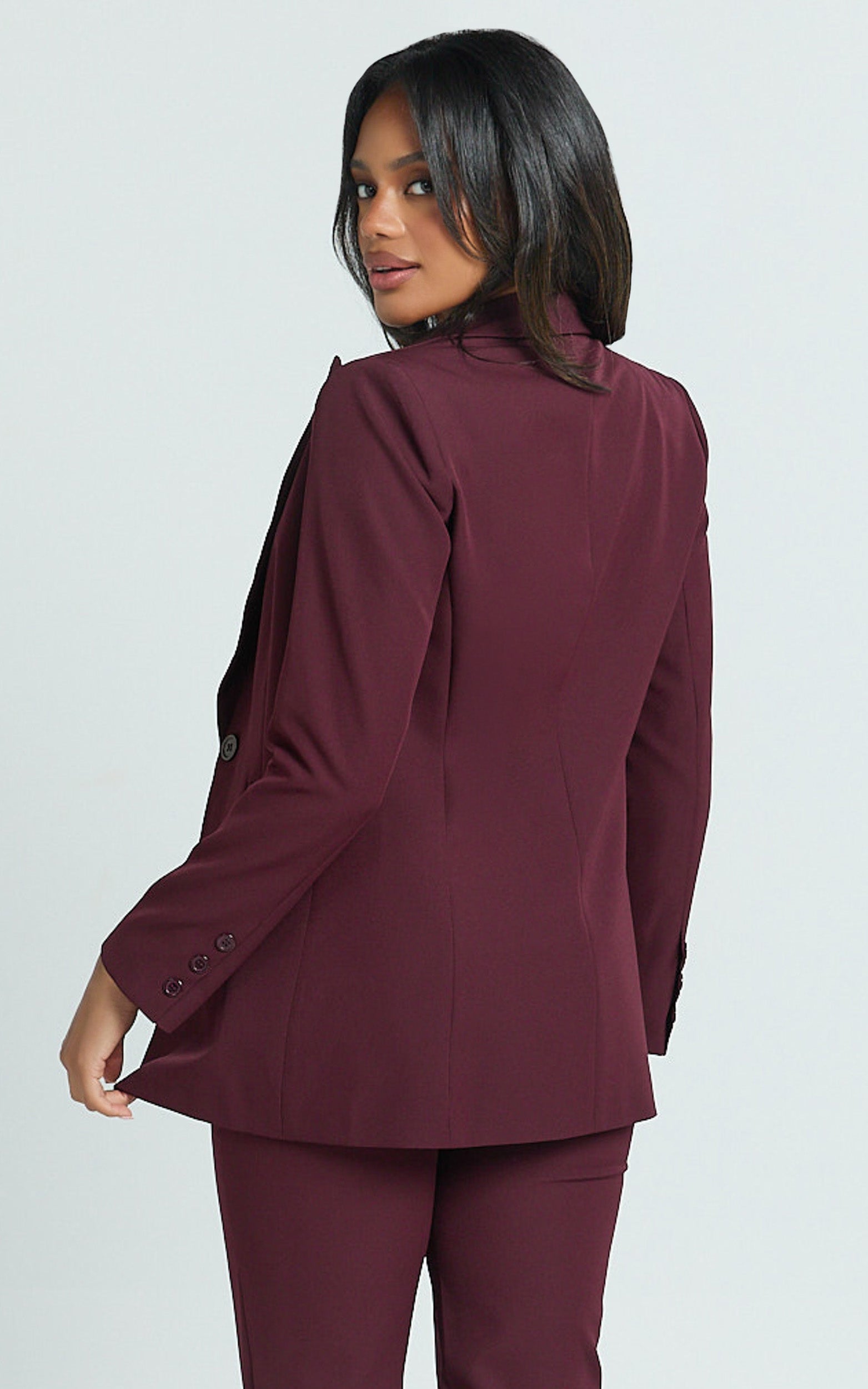 Hermie Blazer Ceket - Bordo Tek Düğmeli Blazer