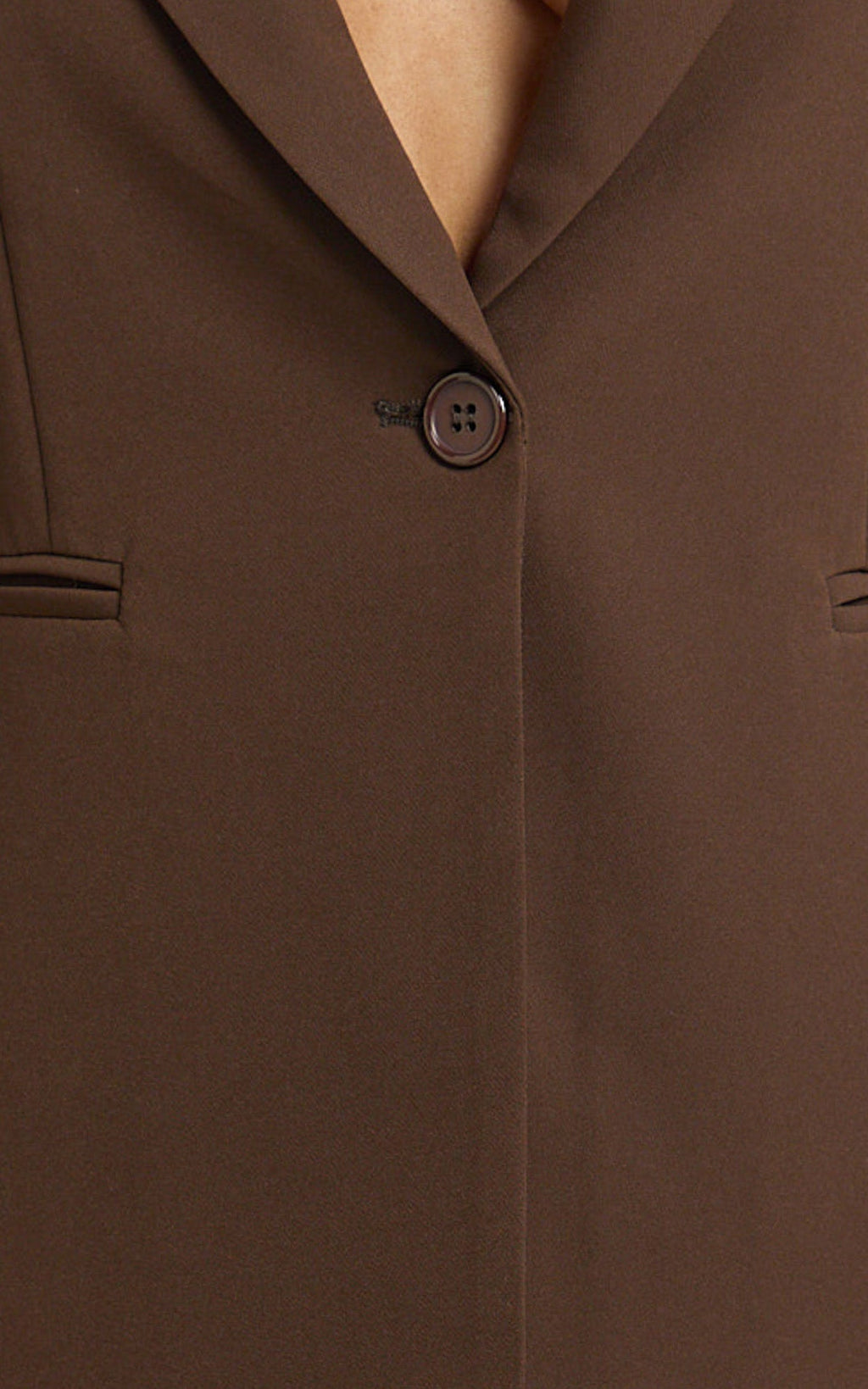 Hermie Blazer - Çikolata Rengi Tek Düğmeli Blazer Ceket