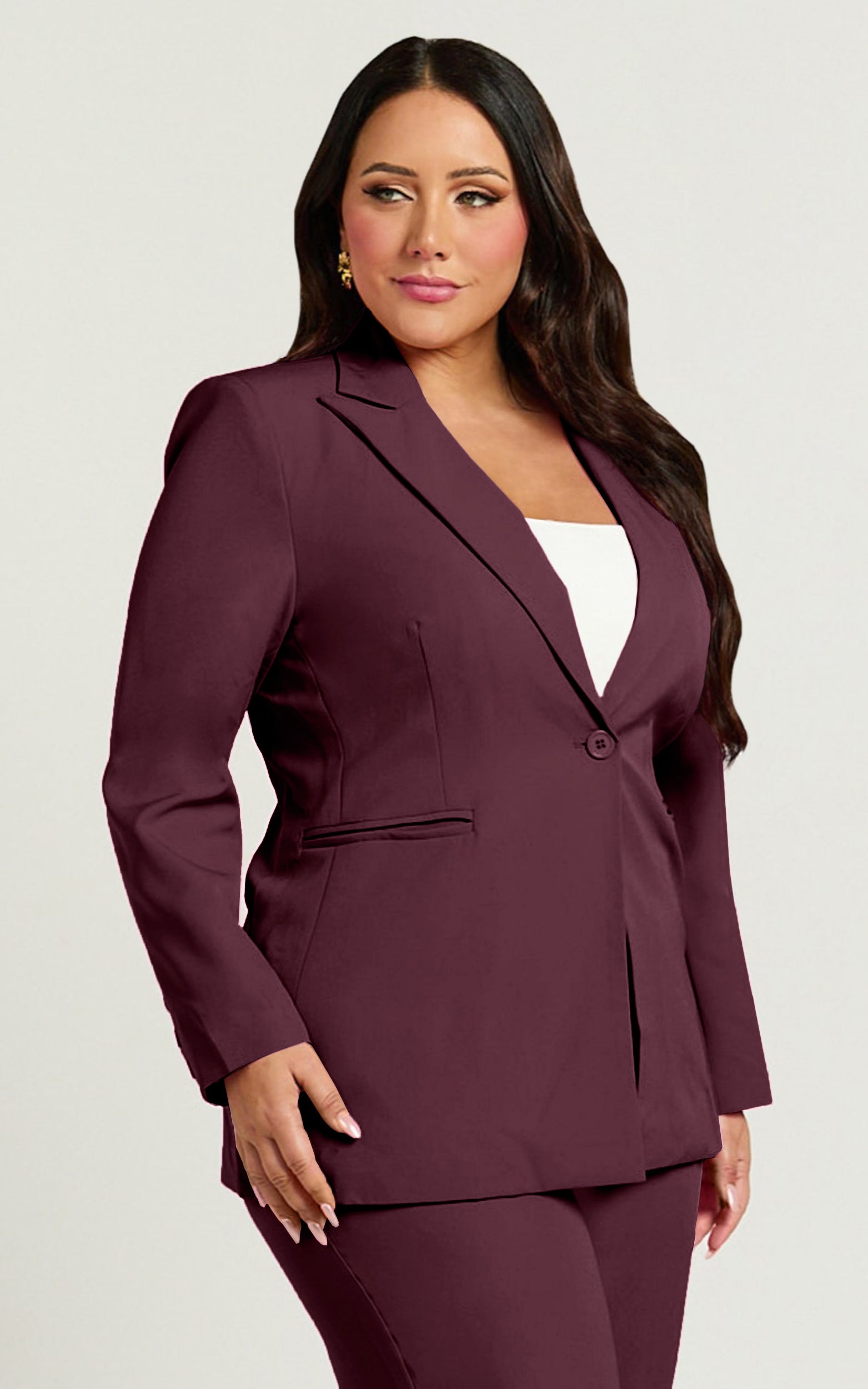 Hermie Blazer Ceket - Bordo Tek Düğmeli Blazer