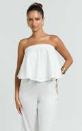 Imara Üst - Kırık Beyaz Straplez Peplum Üst