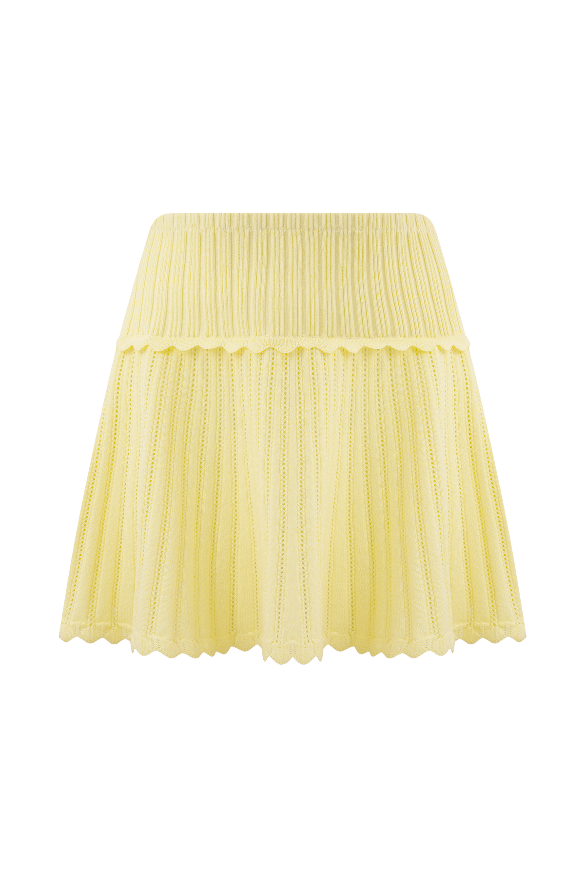 Indy Pointelle Örgü Mini Etek - Limon