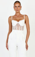 Iris Bodysuit - Krem Korse Dantel Bodysuit