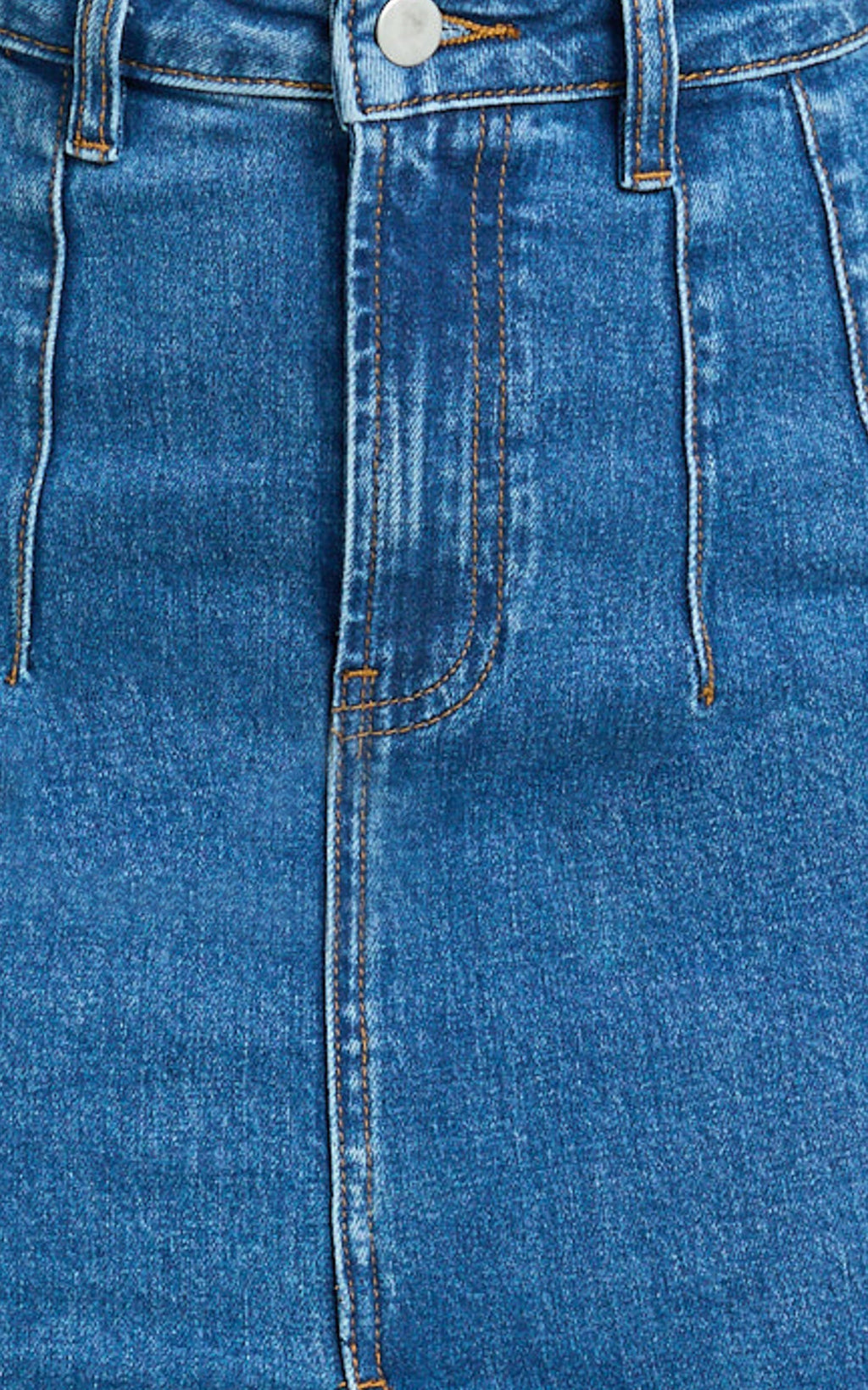 Janeve Midi Etek - Koyu Mavi Önden Yırtmaçlı Denim Etek