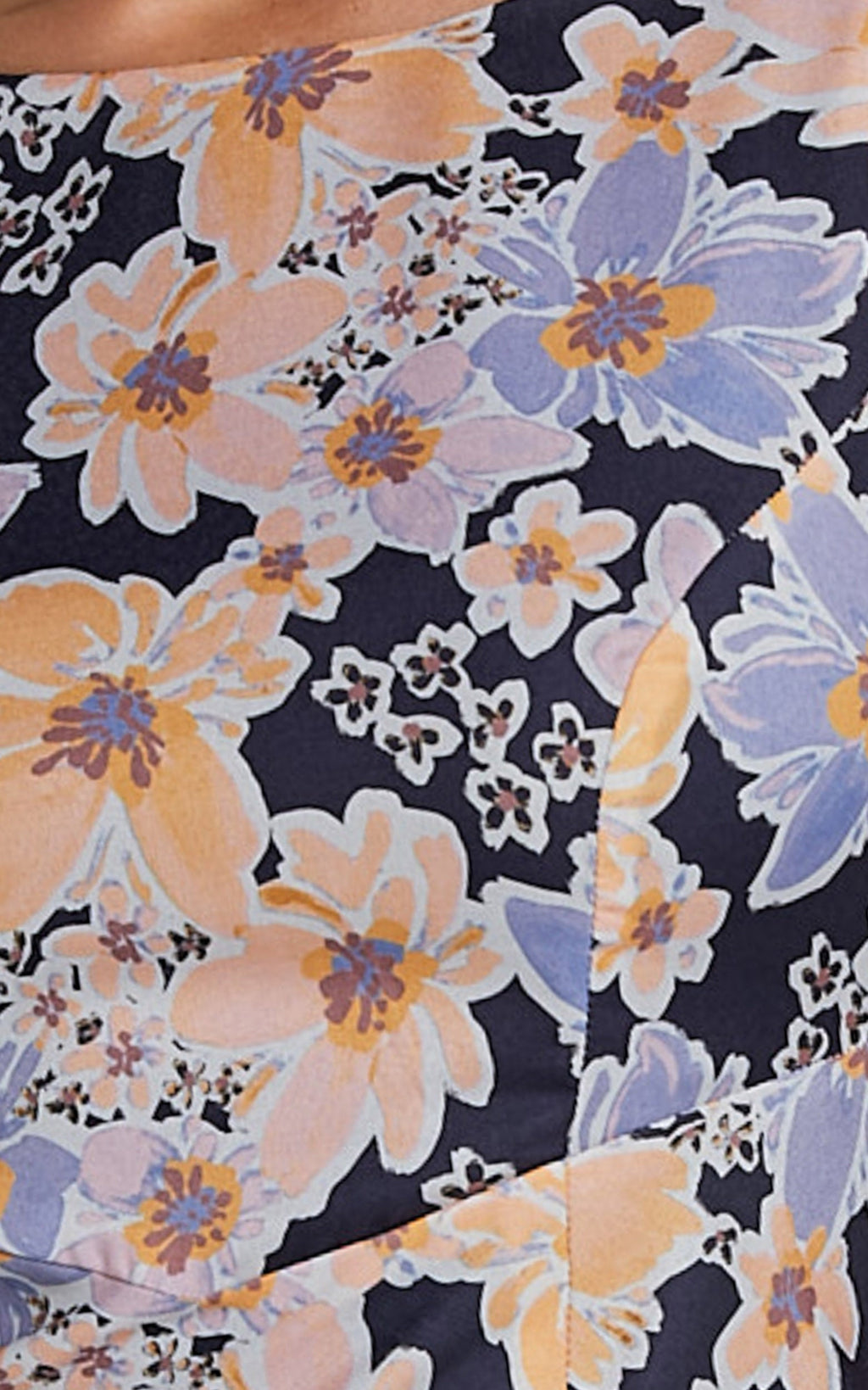 Jenibelle Midi Elbise - Mellow Floral Desenli Kayık Yaka Açık Sırt Kolsuz Verev Kesim Askılı Elbise