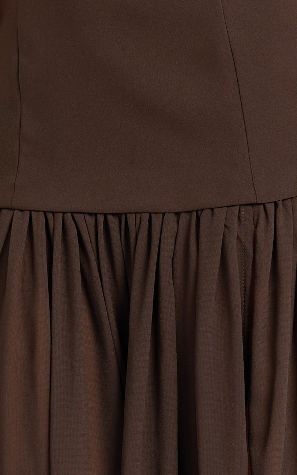 Jocelyn Maxi Elbise - Çikolata Rengi Straplez Büzgülü Fit & Flare Elbise