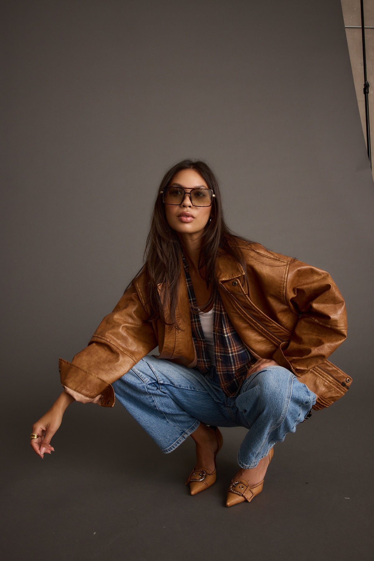 London Calling Konyak Oversize Suni Deri Ceket