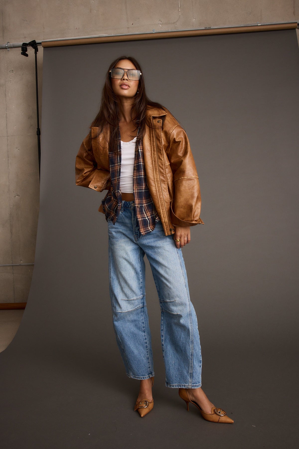 London Calling Konyak Oversize Suni Deri Ceket