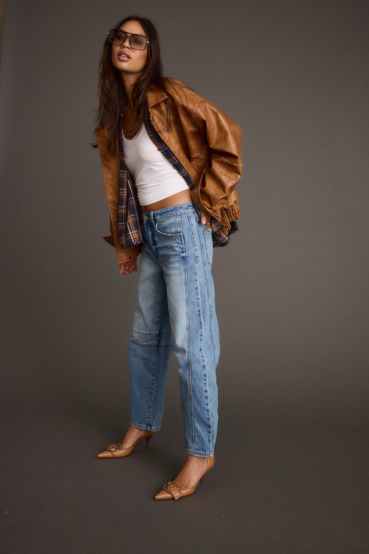 London Calling Konyak Oversize Suni Deri Ceket