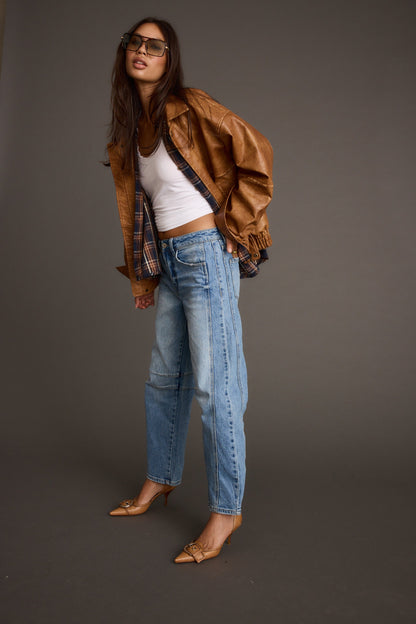 London Calling Konyak Oversize Suni Deri Ceket