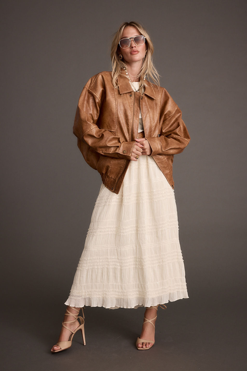 London Calling Konyak Oversize Suni Deri Ceket