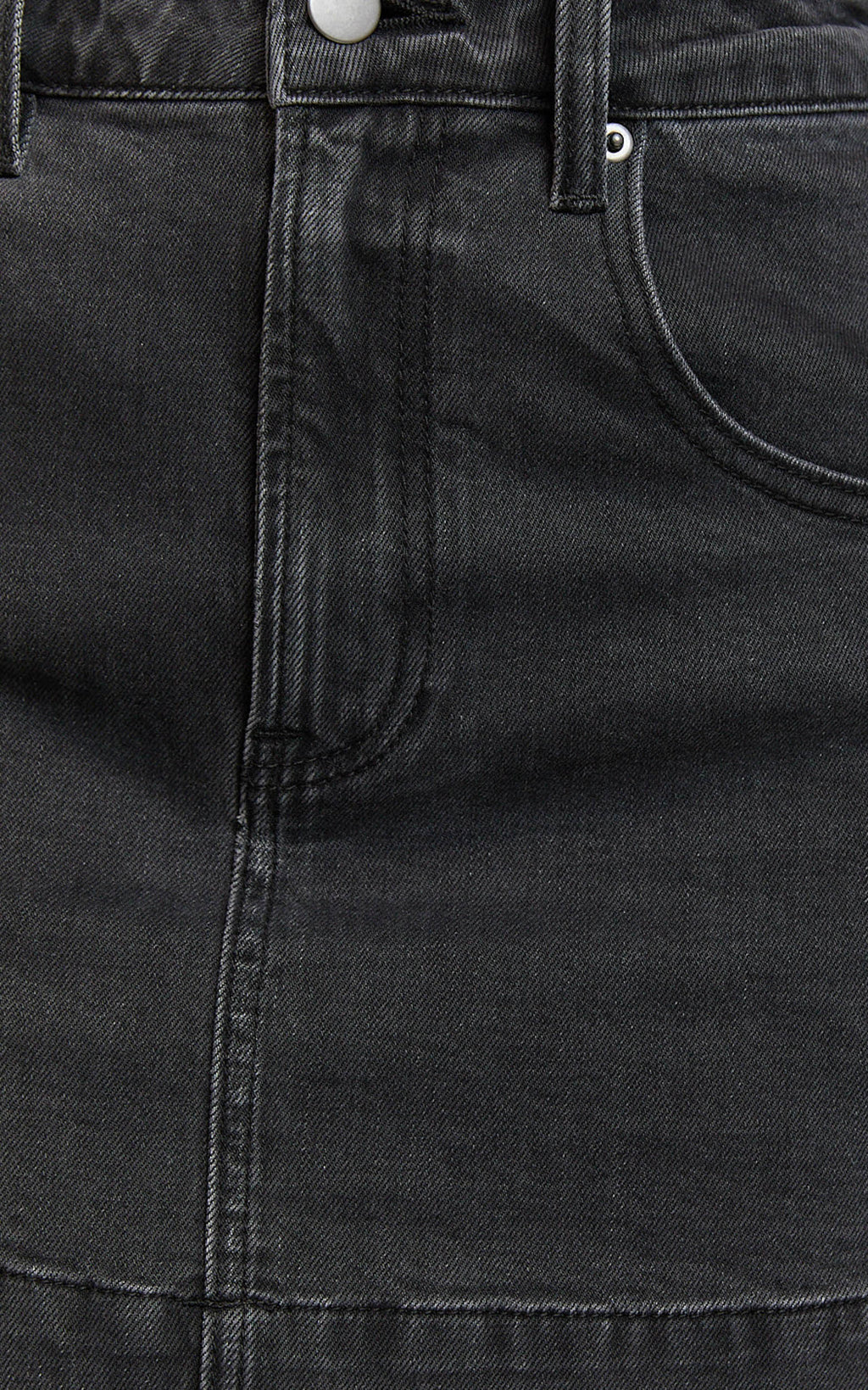 Lara Mini Etek - Yıkamalı Siyah Yüksek Bel Denim Etek