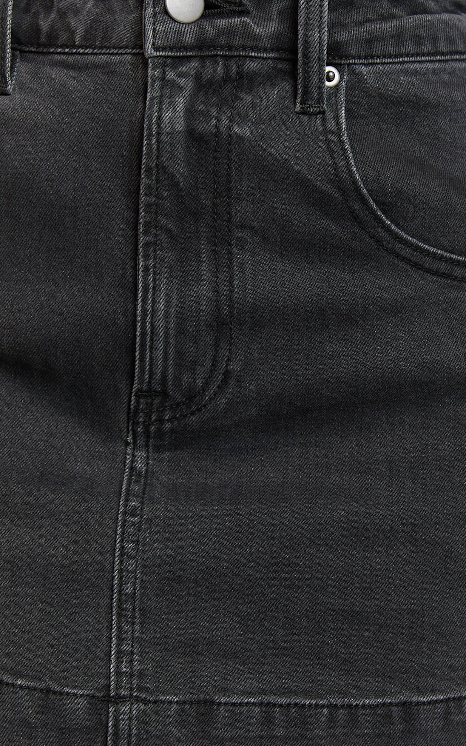 Lara Mini Etek - Yıkamalı Siyah Yüksek Bel Denim Etek