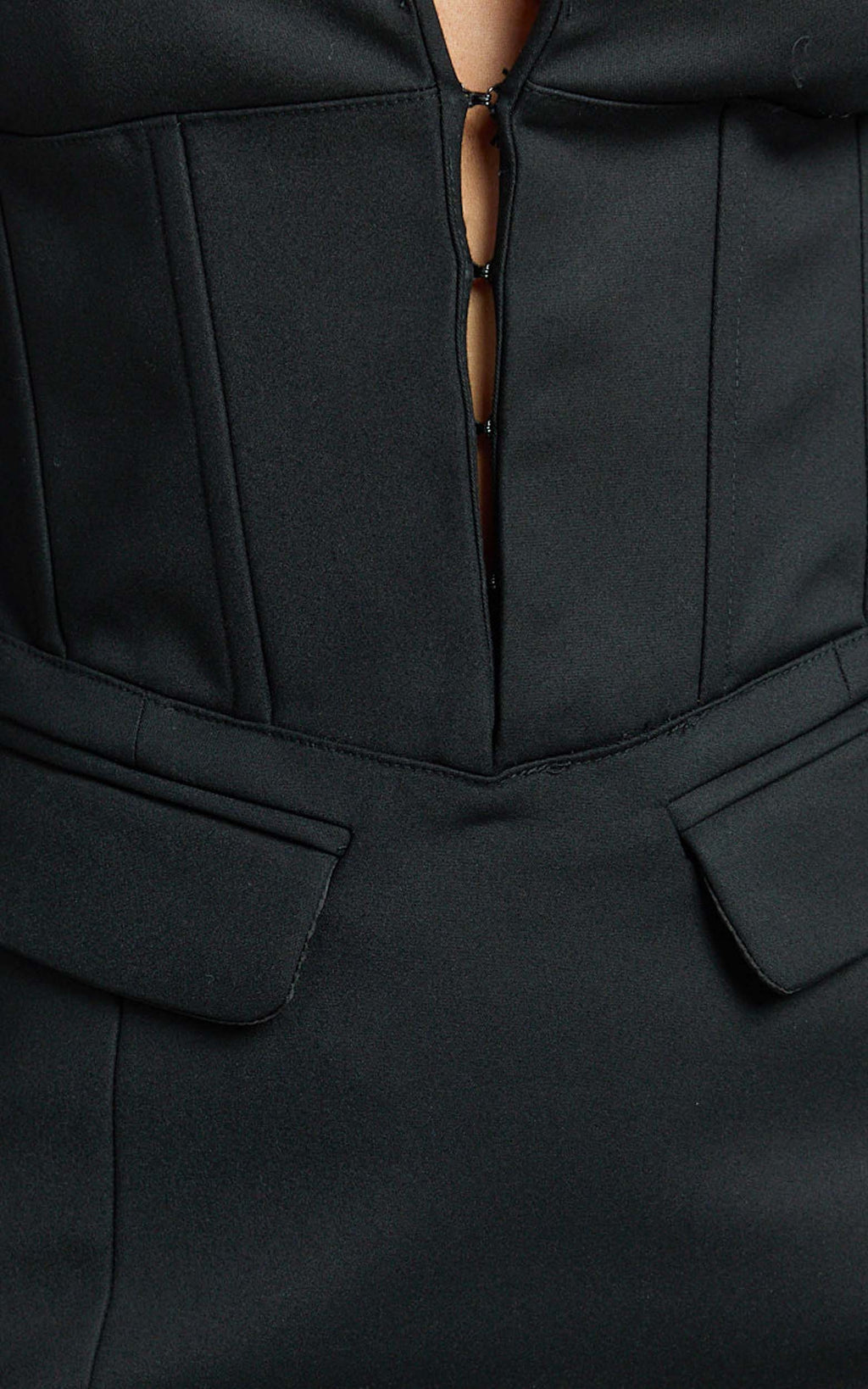 Lawrence Mini Elbise - Siyah İş Stili Kopçalı Ön Detaylı Fit & Flare Blazer Elbise
