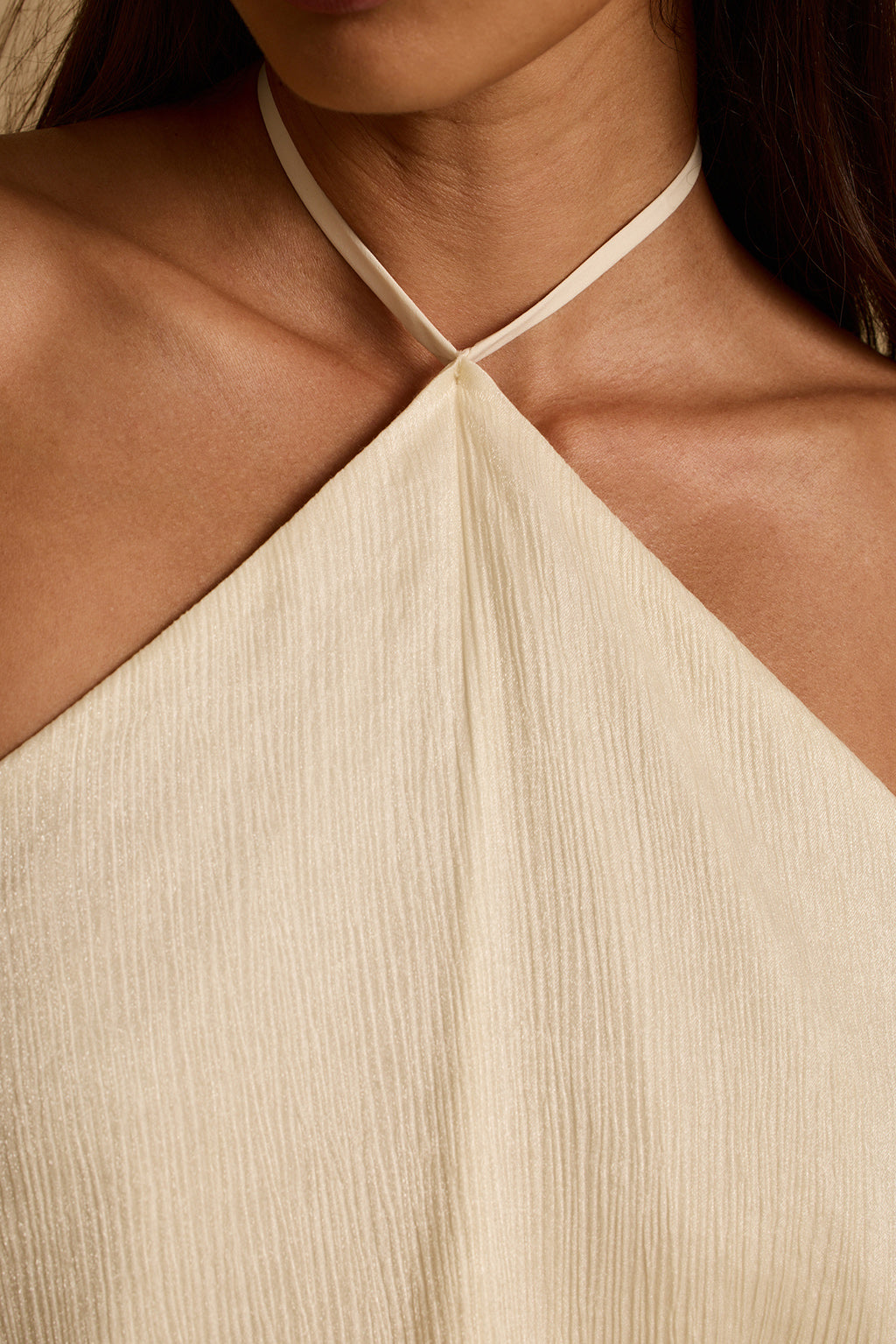 Lennox Krem Halter Mini Elbise