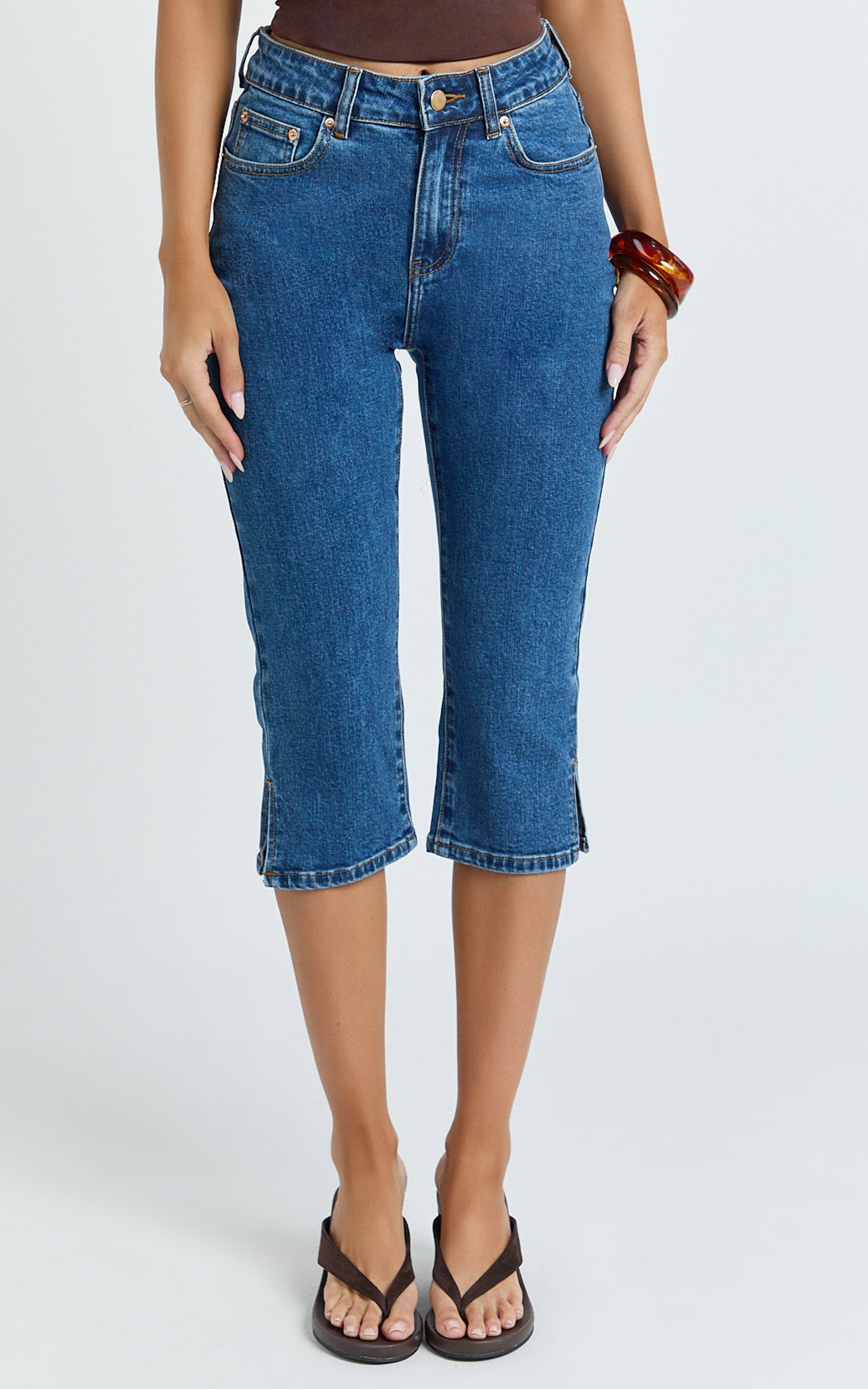 Letty Jean - Koyu Yıkamalı 7/8 Kısa Paça Denim Jean