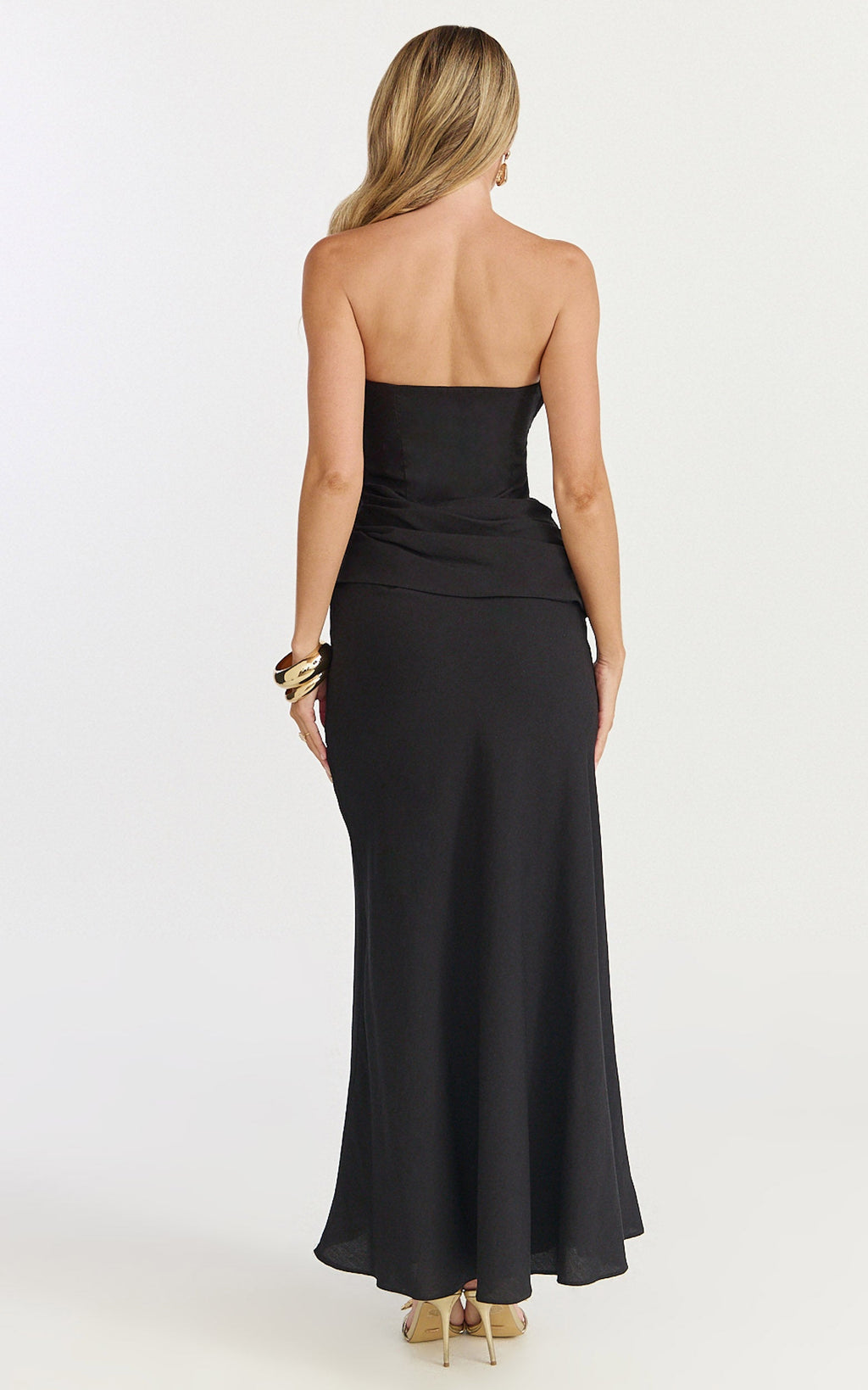 Lottie Midi Elbise - Straplez Elbise - Siyah