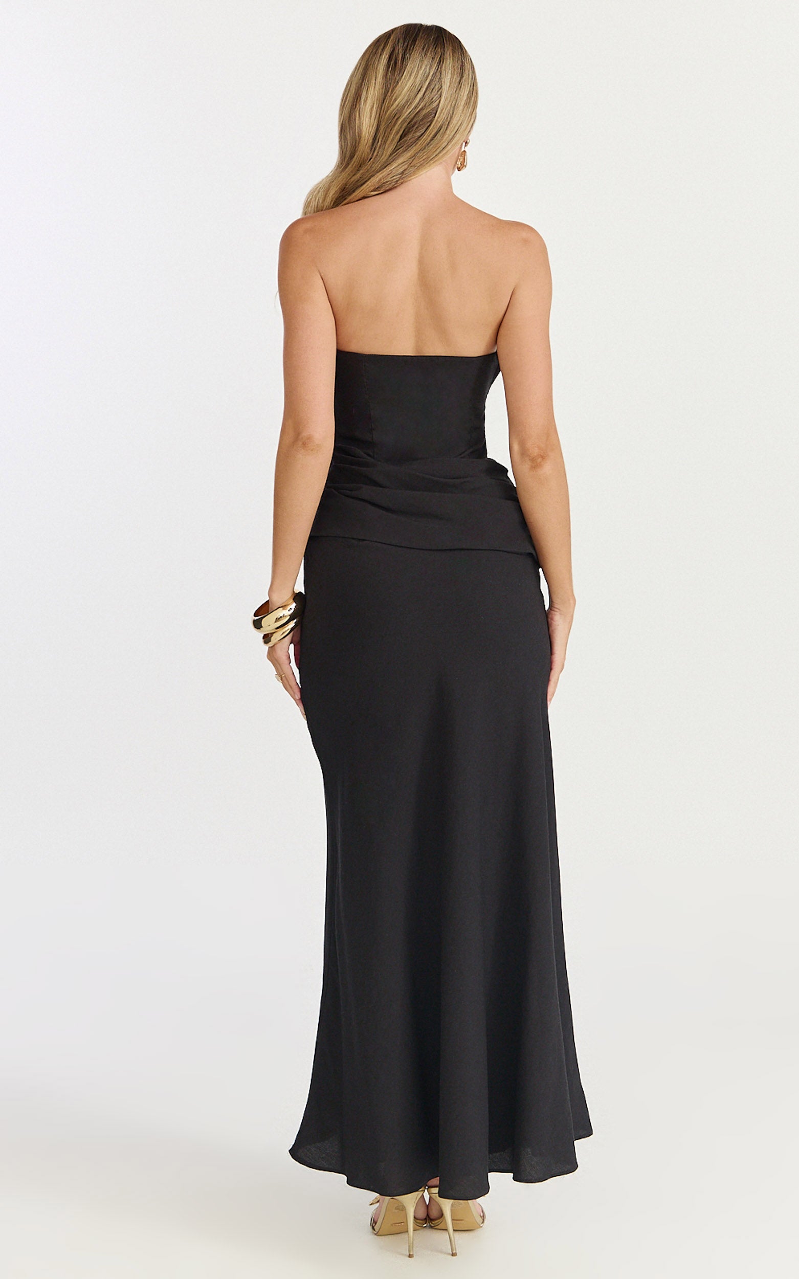 Lottie Midi Elbise - Straplez Elbise - Siyah