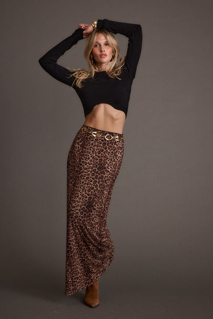 Malorie Siyah Crop Ribana Kazak