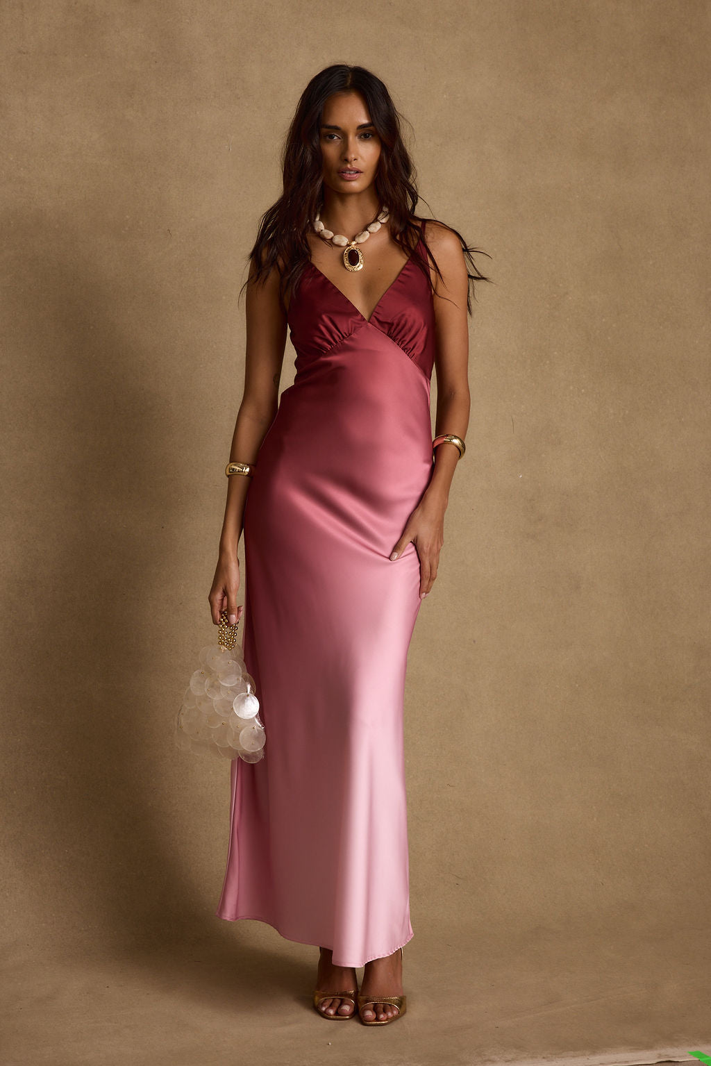 Mirabella Mürdüm Ombre Maxi Elbise
