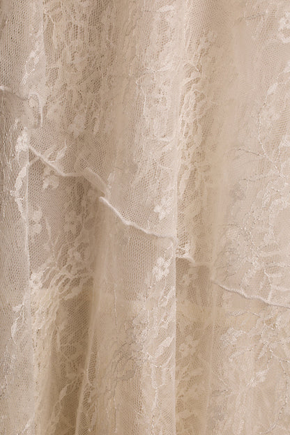 Mon Amour Krem Dantelli Maxi Elbise