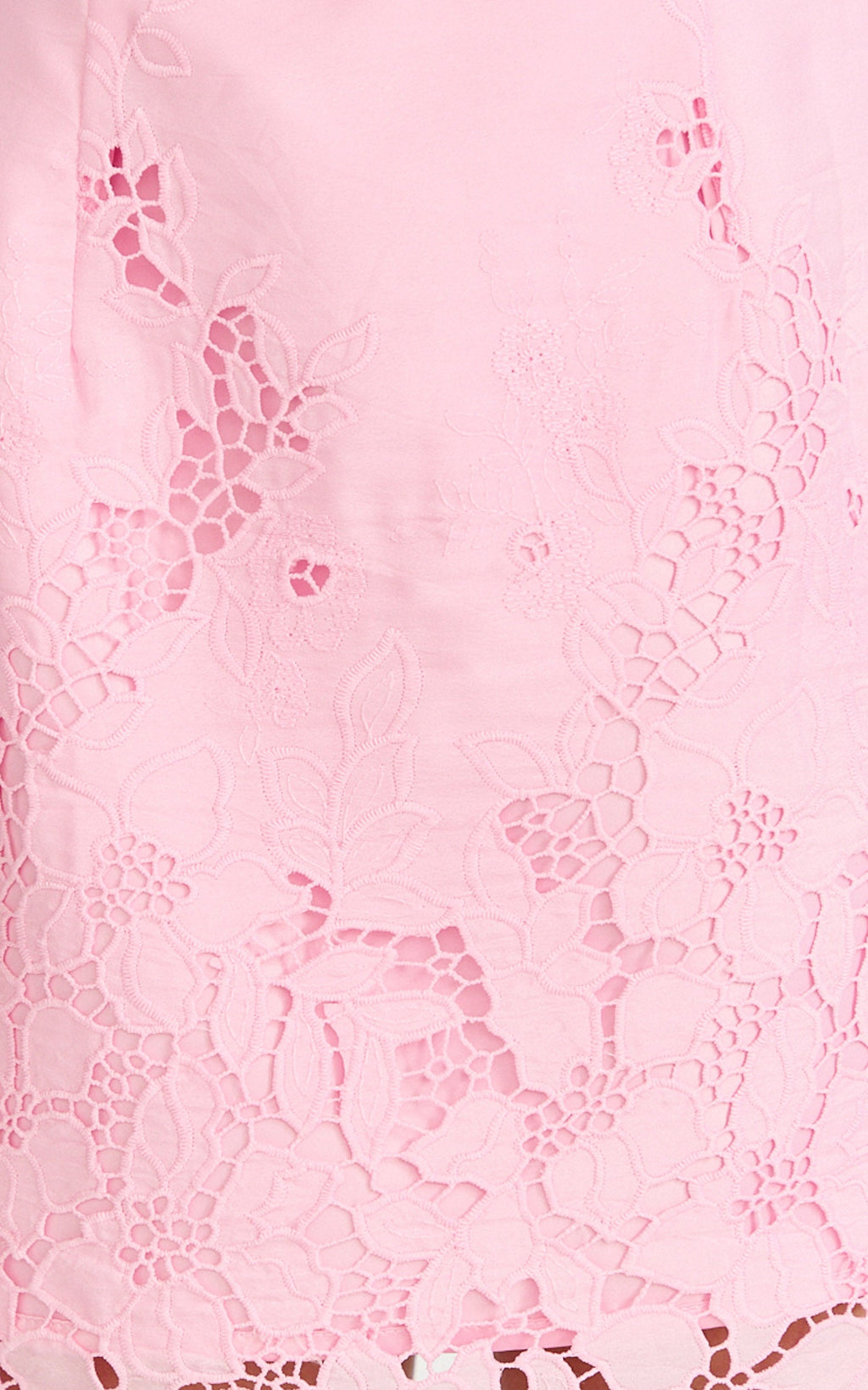 Maisie Mini Elbise - Pembe Brode Dekolteli Bordürlü Etek Uçlu Elbise